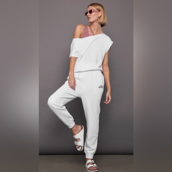 Bandier NWT Les Sports joggers in White Front Pockets Mid Rise Relaxed Fit S - Picture 13 of 13